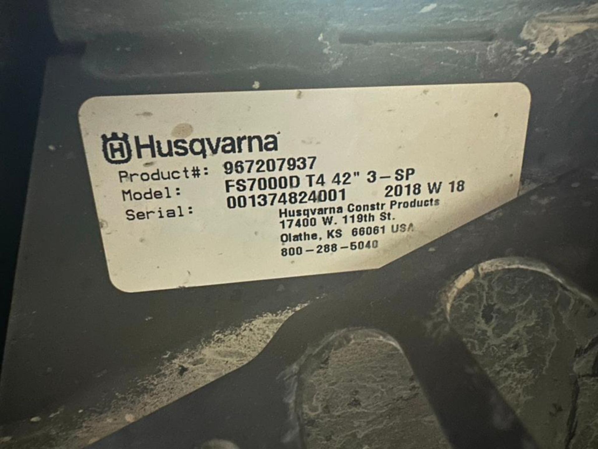 2018 Husqvarna FS7000D walk-behind concrete saw, T4, 42" 3-SP, 122 Hours, located in Mt. Pleasant, - Image 15 of 15