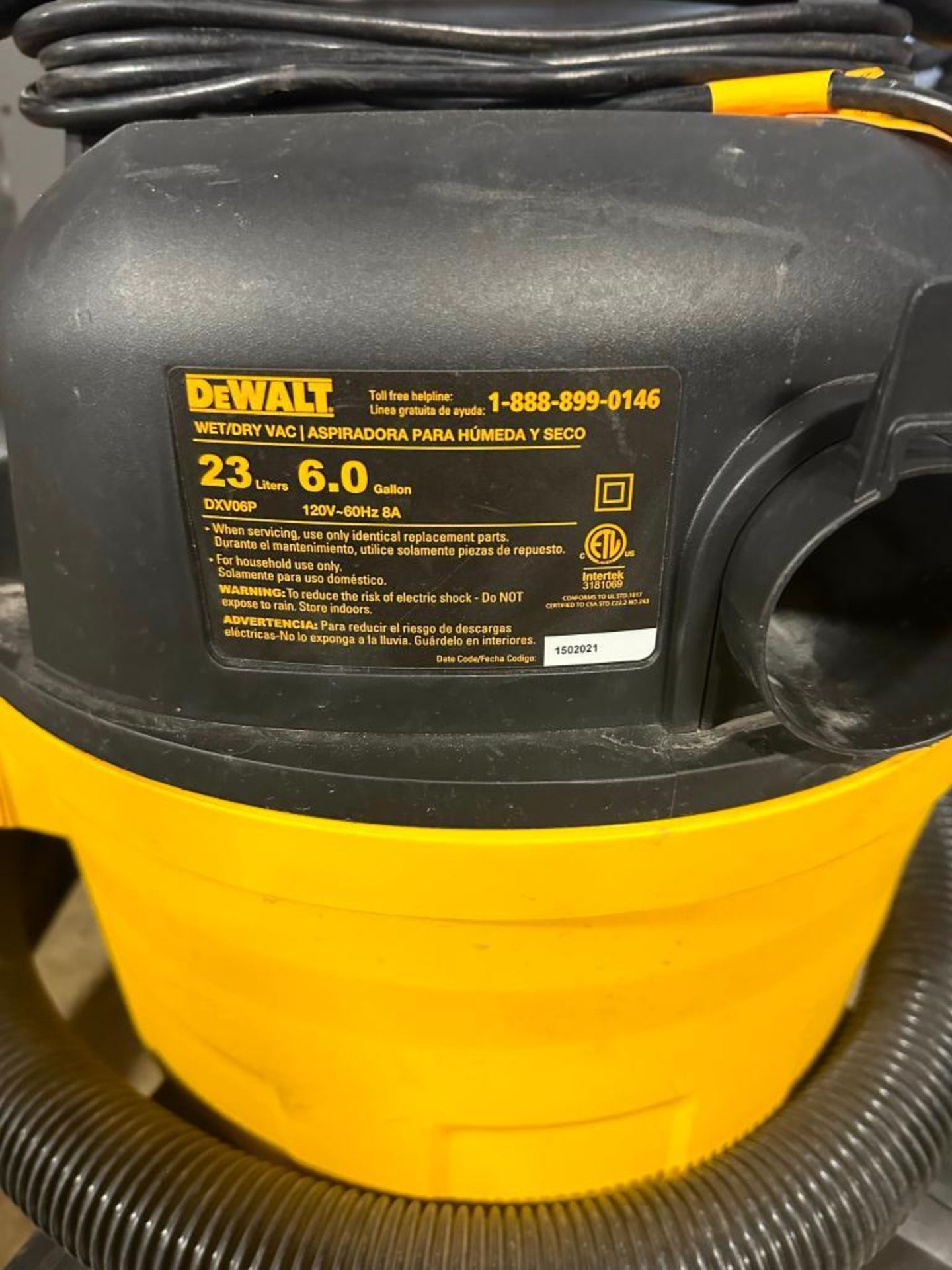 Dewalt 6 gallon wet/dry shop vac, model DXV06P, located in Mt. Pleasant, IA. - Image 2 of 2