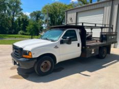 1998 Ford F350 Super Duty dually truck reg cab, Knapheide concrete flatbed, power stroke V8 turbo