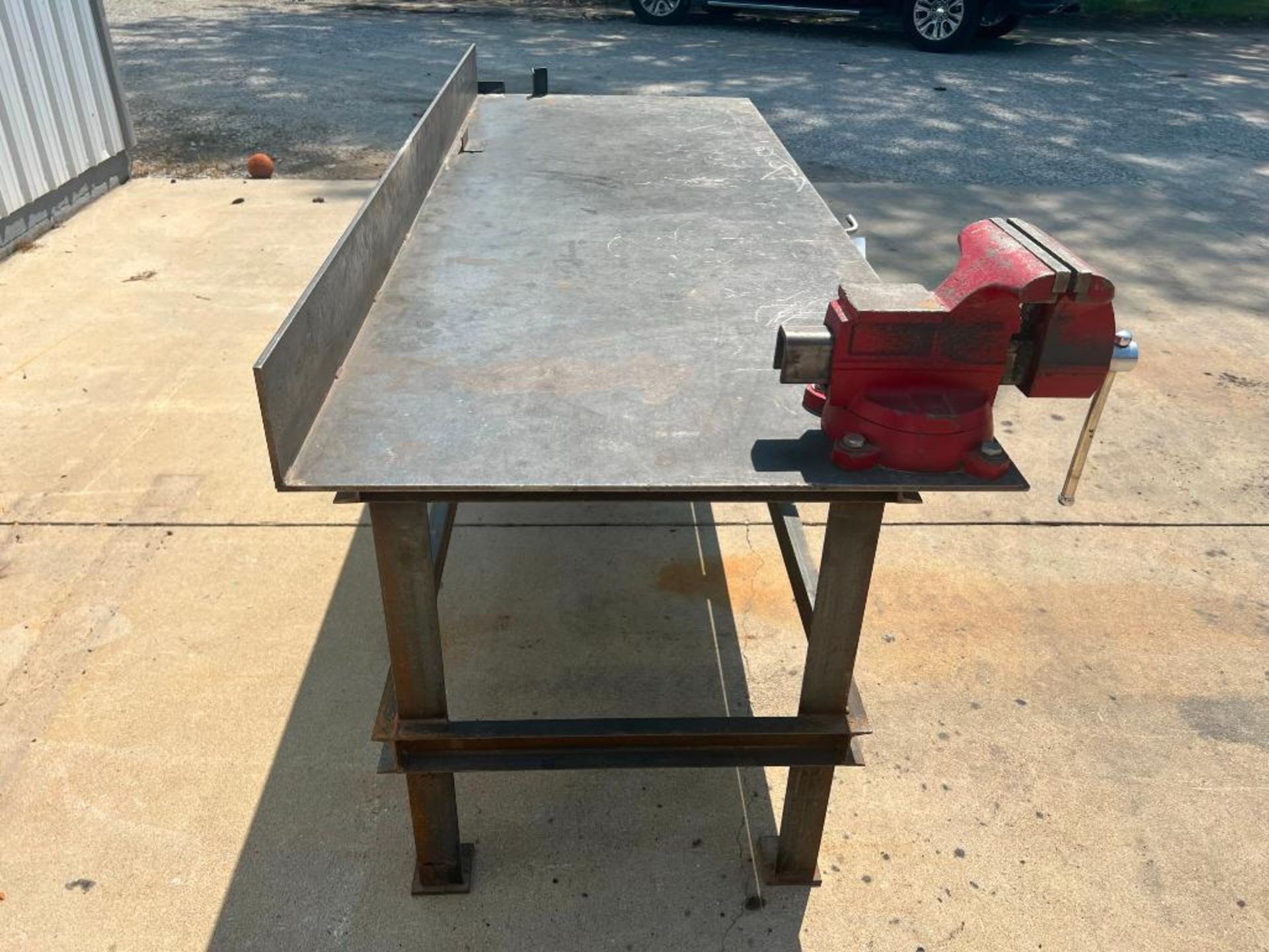 steel bench 8' x 3' x 3' with Wilton 8" vise, located in Mt. Pleasant, IA. - Image 2 of 5