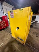 Justrite flammable storage cabinet, 45 gallon capacity, lockable, located in Mt. Pleasant, IA.