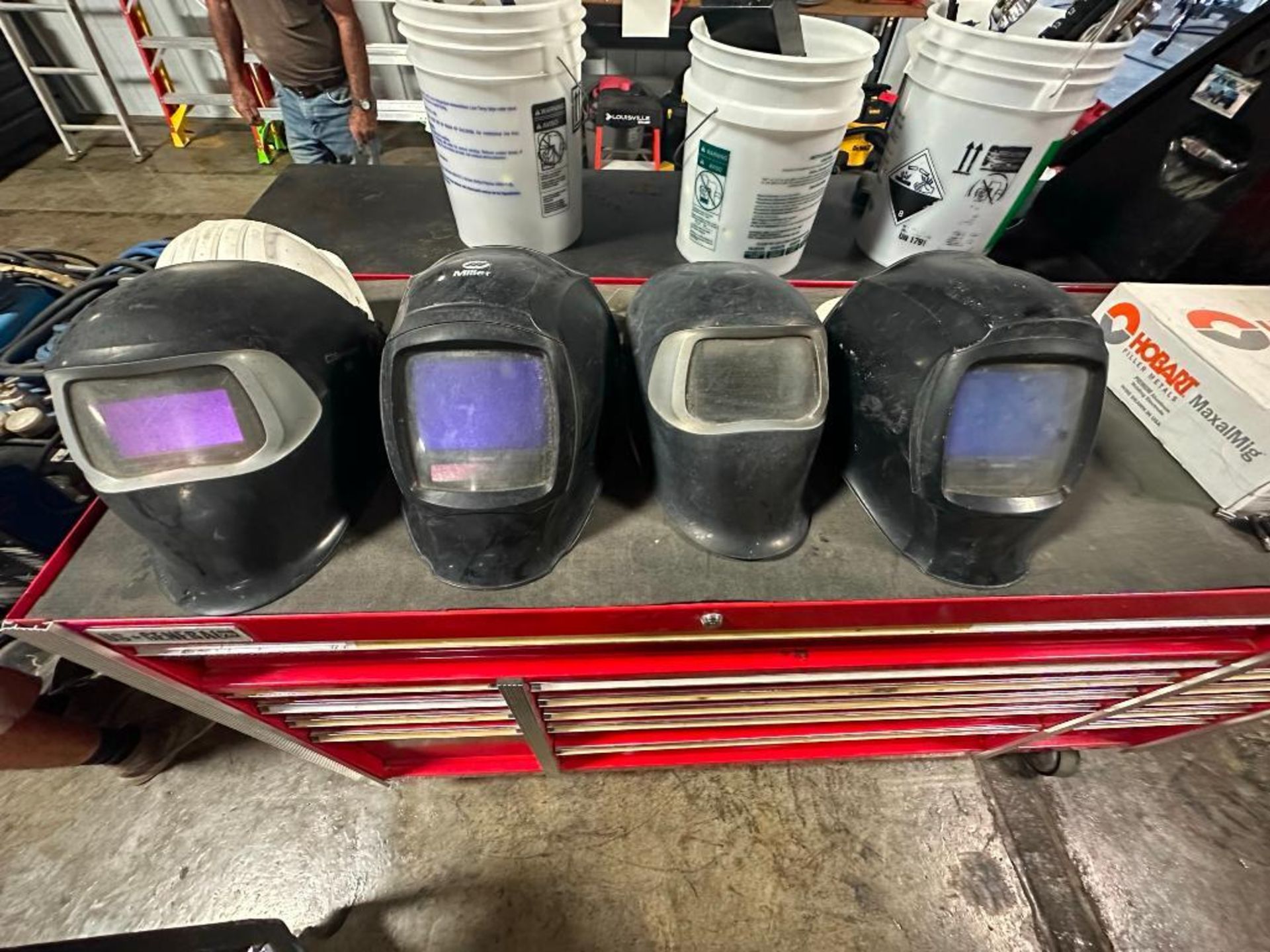 (4) welding helmet, located in Mt. Pleasant, IA.