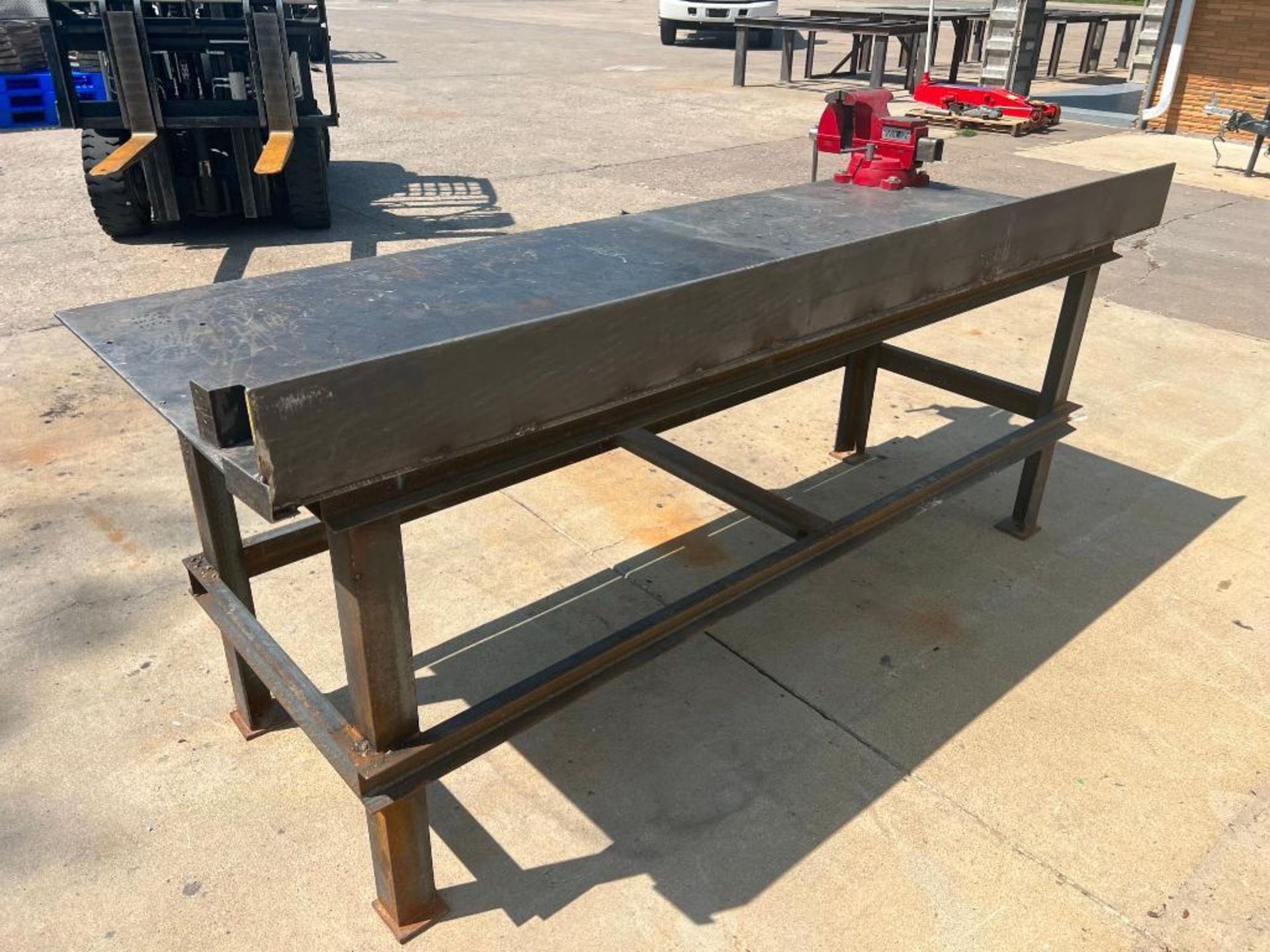 steel bench 8' x 3' x 3' with Wilton 8" vise, located in Mt. Pleasant, IA. - Image 3 of 5