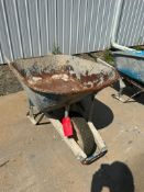 Jackson 6 cubic ft steel wheelbarrow with wood handle, located in Mt. Pleasant, IA.