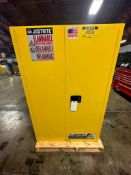 Justrite flammable storage cabinet, 45 gallon capacity, lockable, located in Mt. Pleasant, IA.