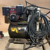 Industrial Plus horizontal air compressor, with Briggs & Stratton 8hp gas engine, runs and operates