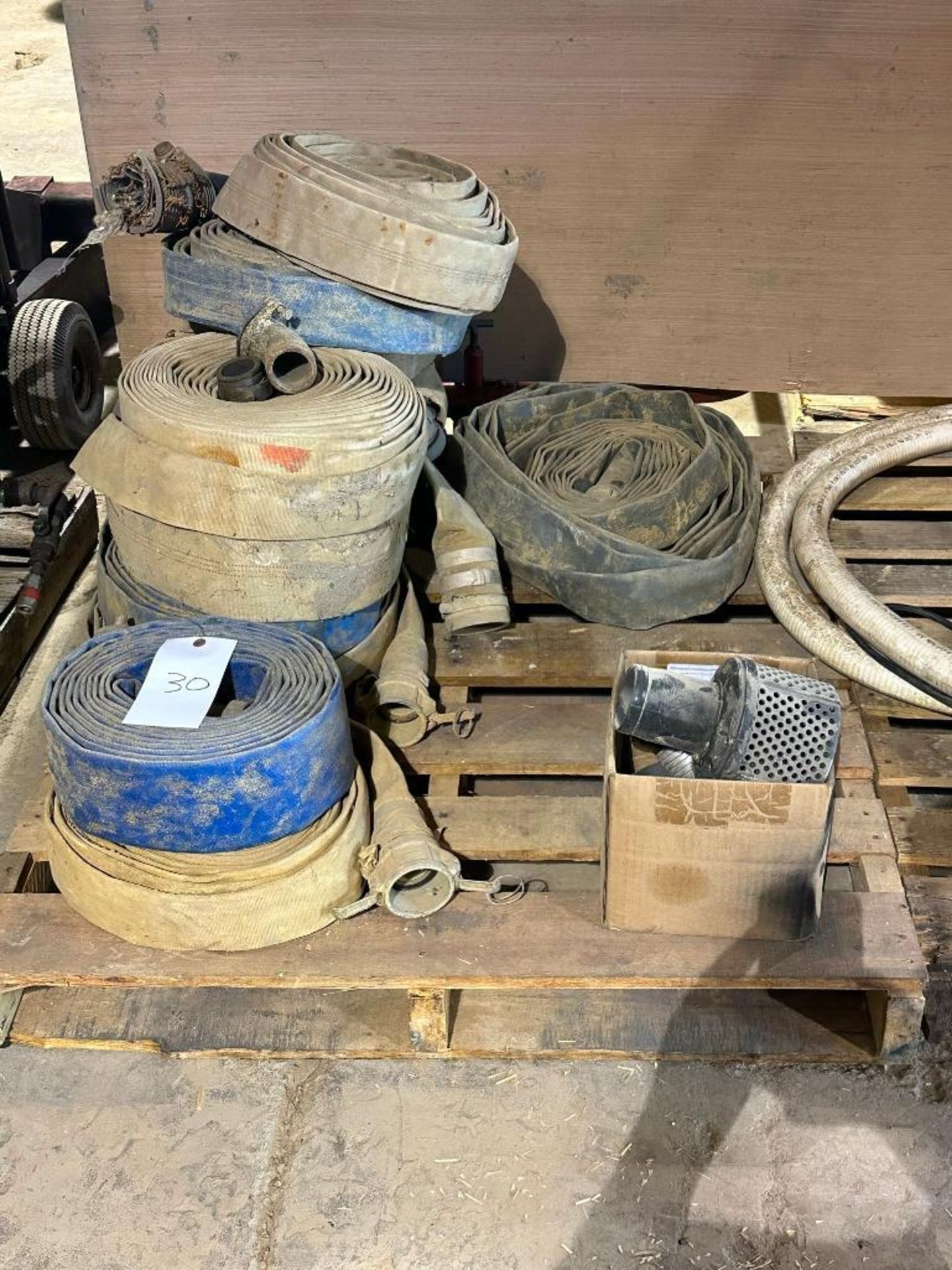 Pallet of discharge hose