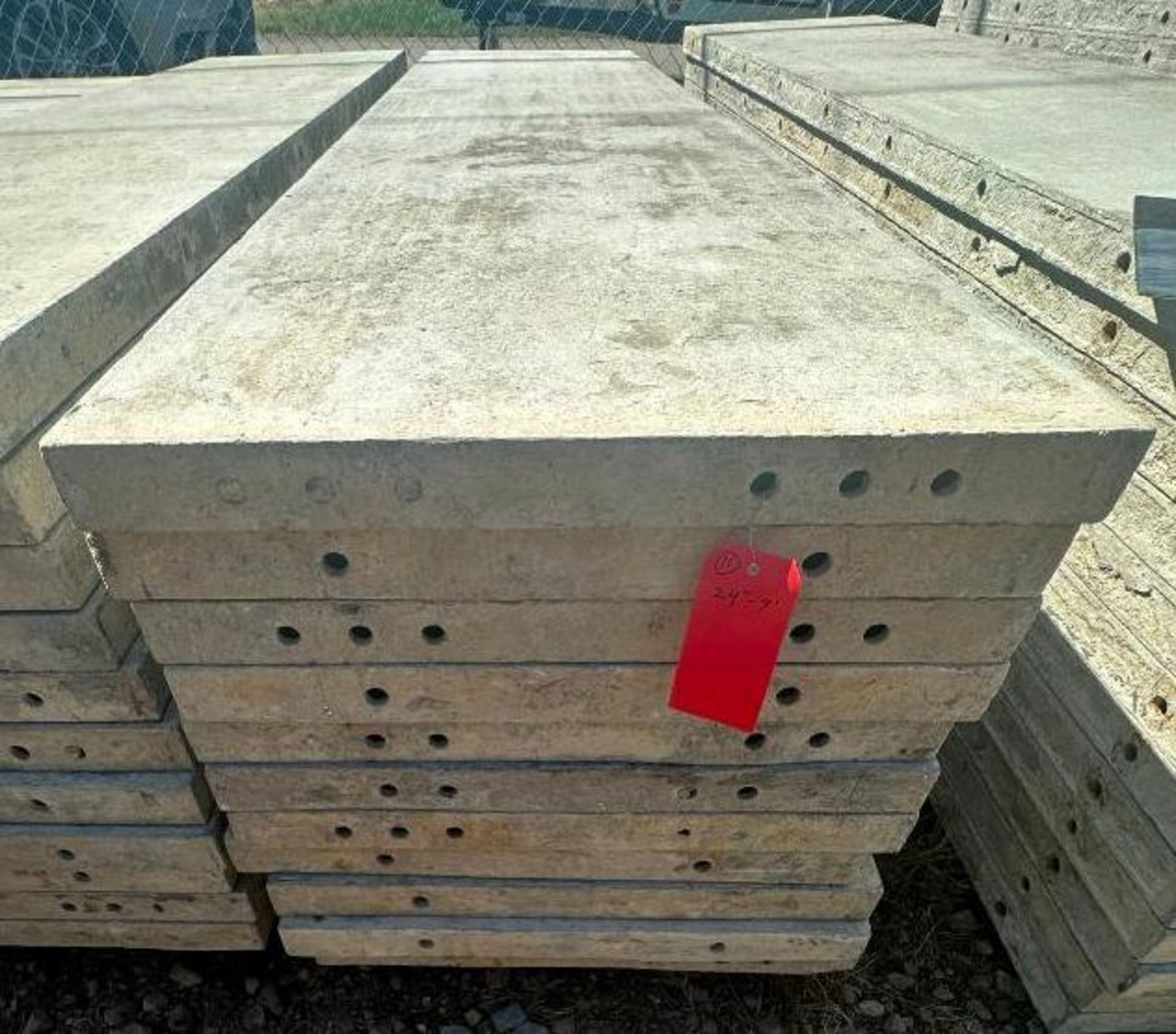 (11) 24" x 9' Tuf-n-lite aluminum concrete forms, smooth, 6-12 hole pattern