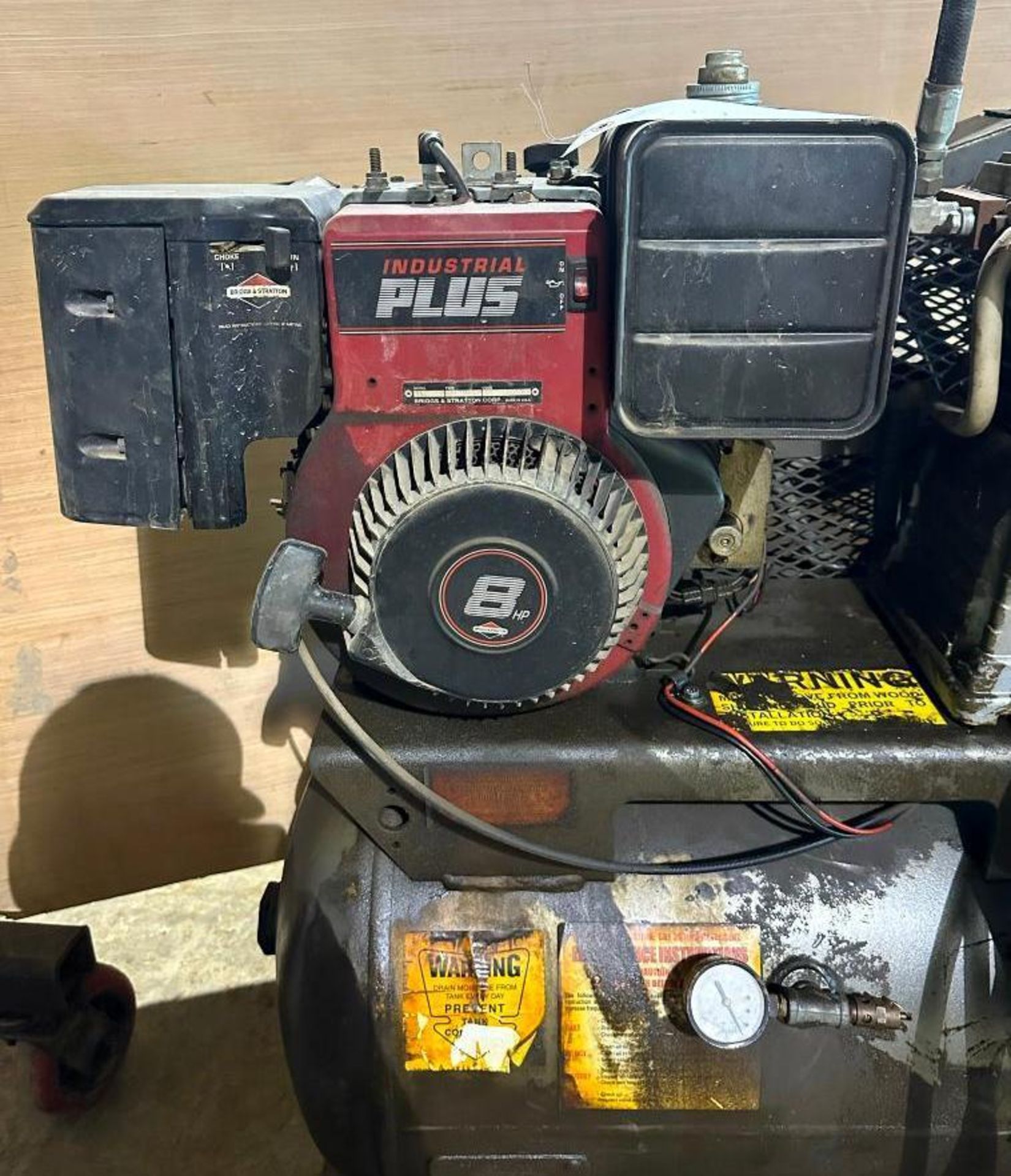Industrial Plus horizontal air compressor, with Briggs & Stratton 8hp gas engine, runs and operates - Image 2 of 4