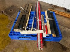 Pallet (1) 56" Kraft Tool Company CC294 Bull Float, (2) Concrete Broom Heads, (3) Hand Trowels, (