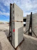 (6) 36" x 8' Western aluminum concrete forms, Vertex brick, 6-12 hole pattern. Basket included.