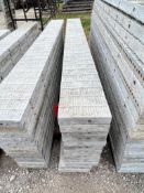(12) 10" x 8' Western aluminum concrete forms, Vertex brick, 6-12 hole pattern. Located in Hopedale,