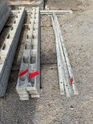 (4) 1" x 9' Western aluminum concrete forms, Vertex brick, 6-12 hole pattern. Located in Hopedale,