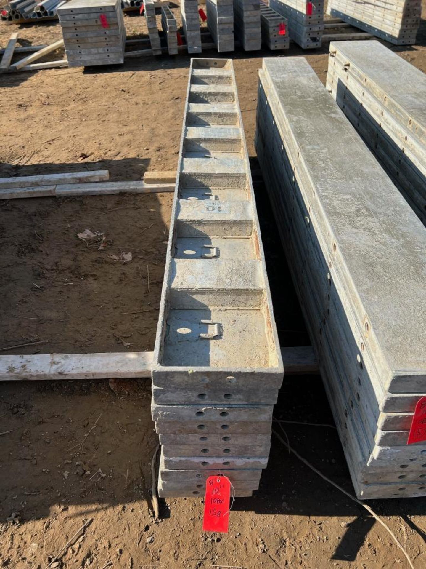 (10) 10" x 8' Western Aluminum Concrete Forms, Smooth, 6-12 Hole Pattern, with attached hardware,