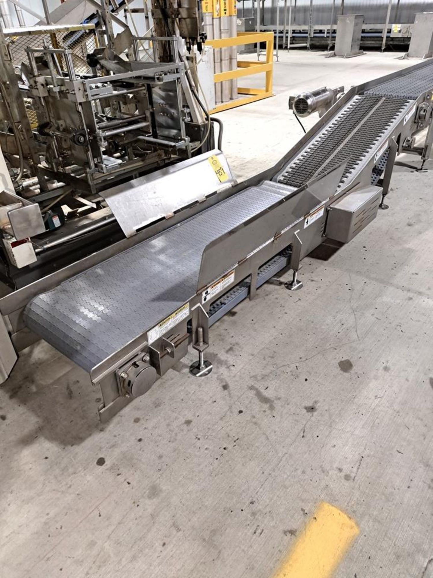 Stainless Steel Conveyor, 20" W X 18' L plastic belt, incline, stainless steel motor, 230/460 volts: