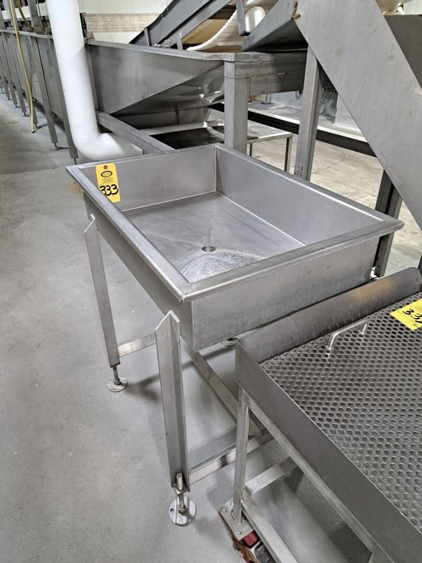 Stainless Steel Trough, 24" W X 38" L X 32" T, 8" deep center drain: Required Loading Fee $50.00,