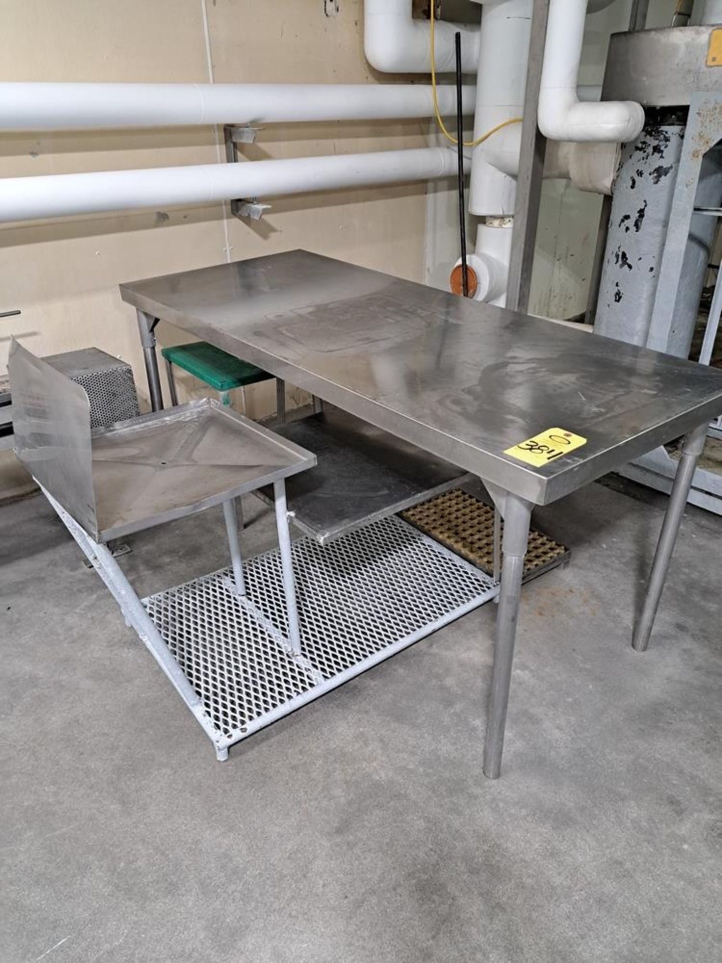 Lot (1) Stainless Steel Parts Cart, 16" W X 36" L, (1) Stainless Steel Table, 24" W X 92" L, (1)