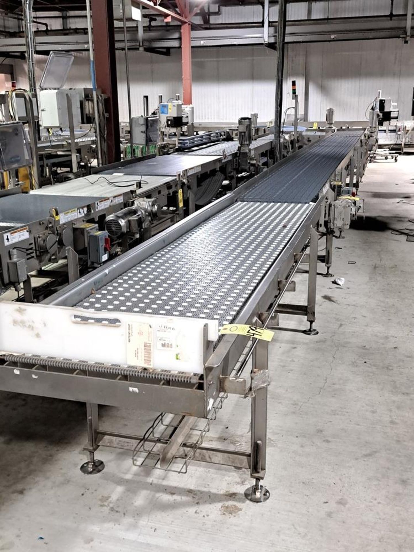 LINE 3 Lot (4) Stainless Steel Frame Conveyors, (2) 24" W X 10' L, (1) 24" W X 25' L, (1) 24" W X 6'