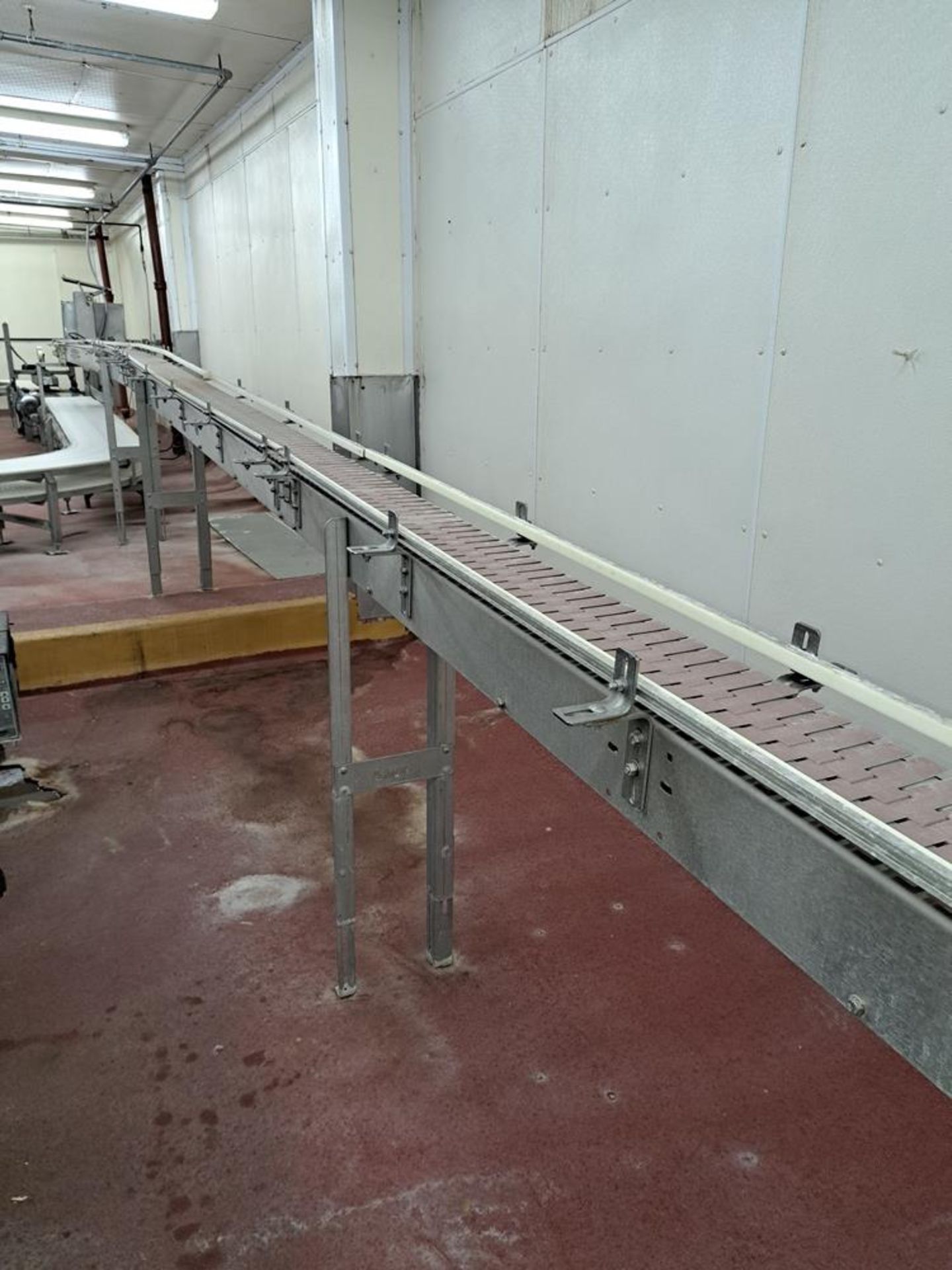 Lot Double Lane Conveyor, 10" wide X approx. 200' long plastic belts, Electric Drives: Required