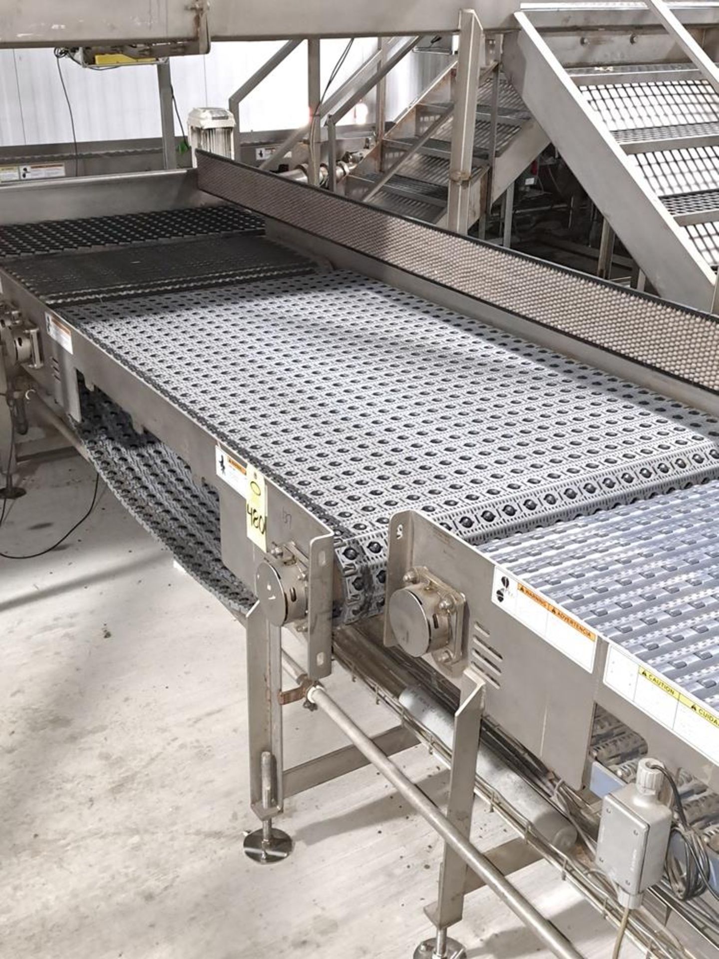 LINE 4 Lot (14) Stainless Steel Frame Conveyors, (1) 43" W X 24" L, (1) 43" W X 6' L, (1) 36" W X