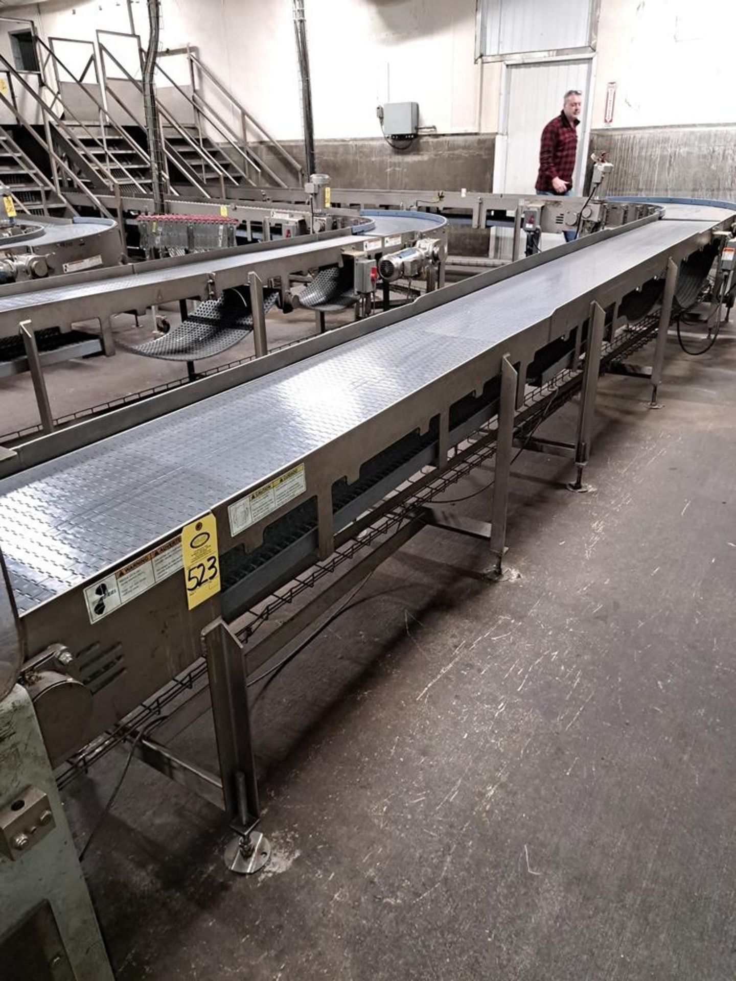 Stainless Steel Frame Conveyor, 20" W X 20' L, plastic belt, 230/460 volt motor: Required Loading