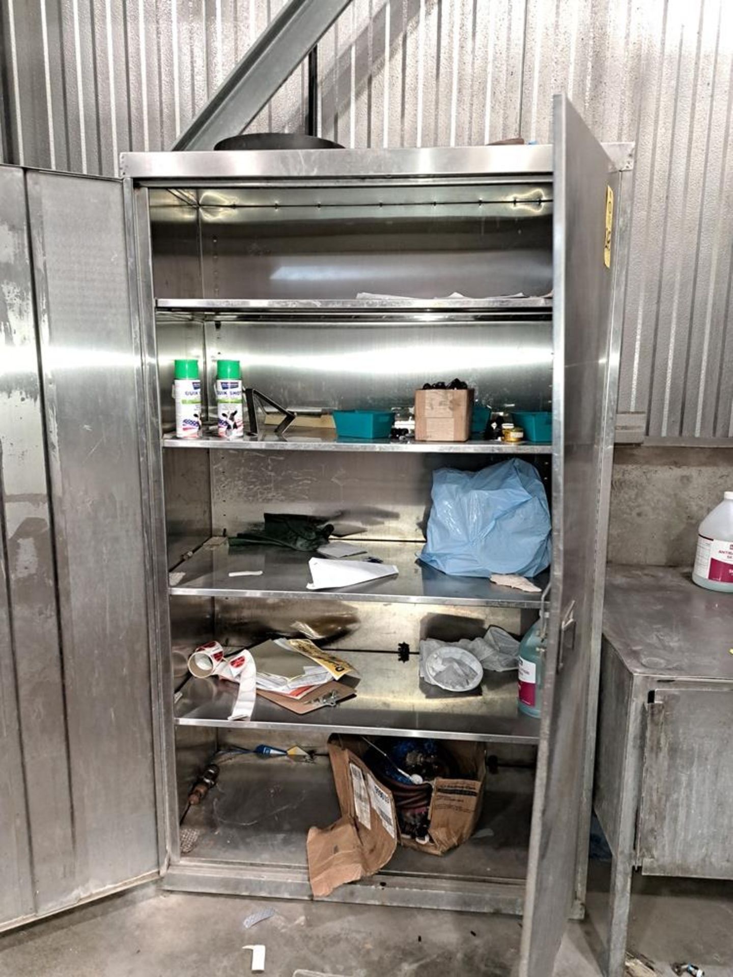 Lot (1) stainless Steel Cabinet, 4" W X 2' D X 80" T, (1) Stainless Steel Desk: Required Loading Fee - Image 3 of 3