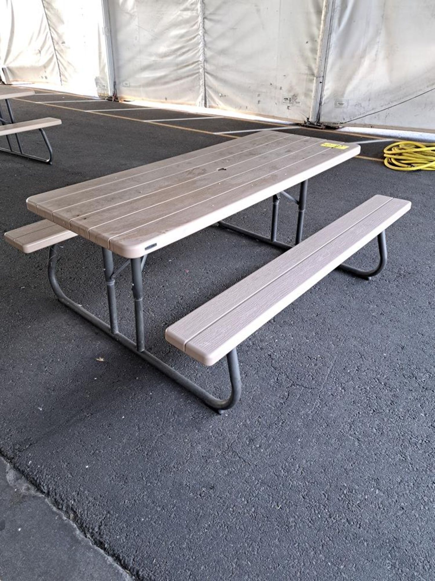 Lifetime Plastic Picnic Tables, 29" W X 6' L top, steel frame: Required Loading Fee $150.00,