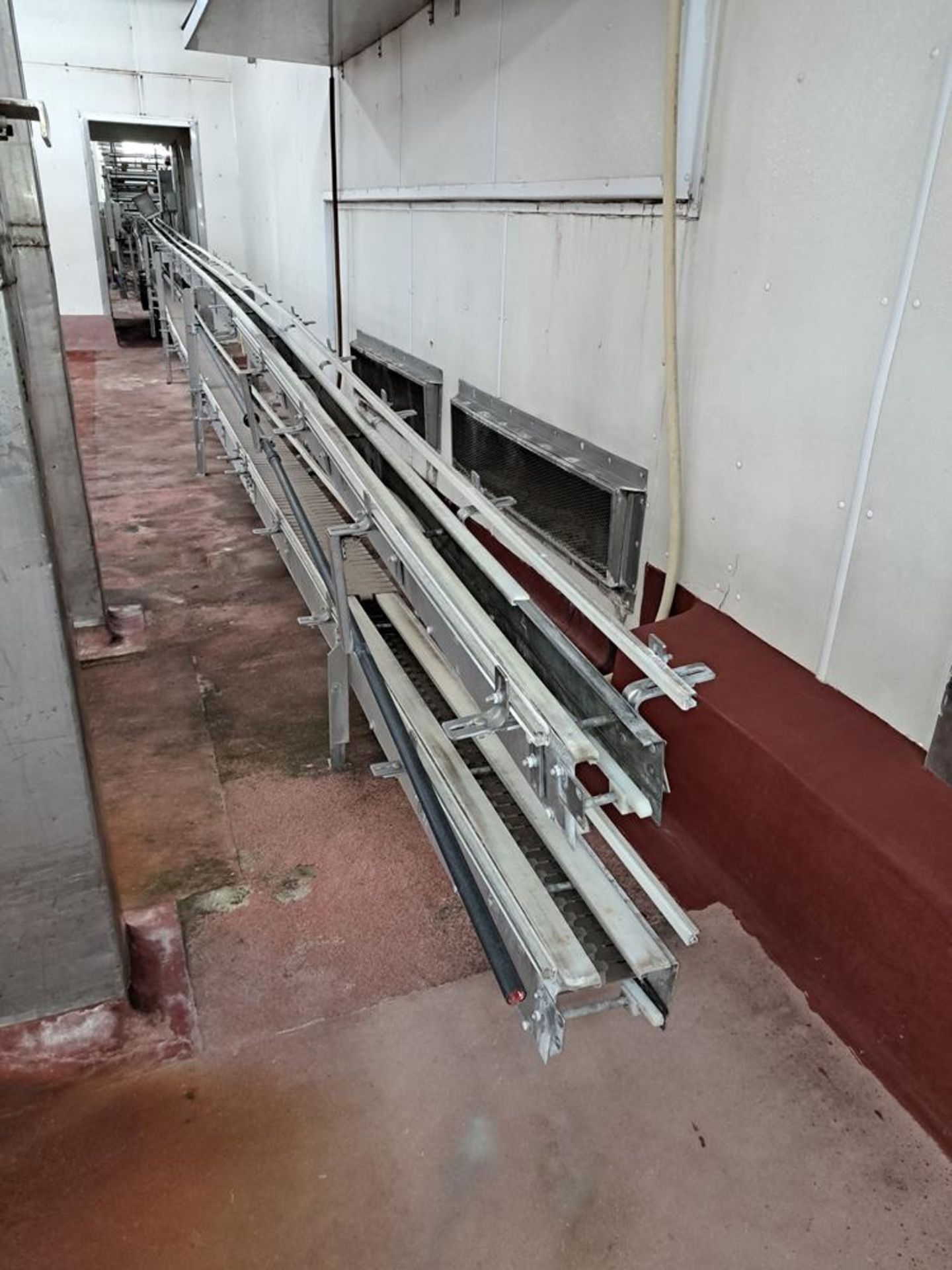 Lot Double Lane Conveyor, 10" wide X approx. 200' long plastic belts, Electric Drives: Required - Image 7 of 11