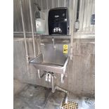 Lot (3) Stainless Steel Sinks, knee activated, with soap and towel dispenser: Required Loading
