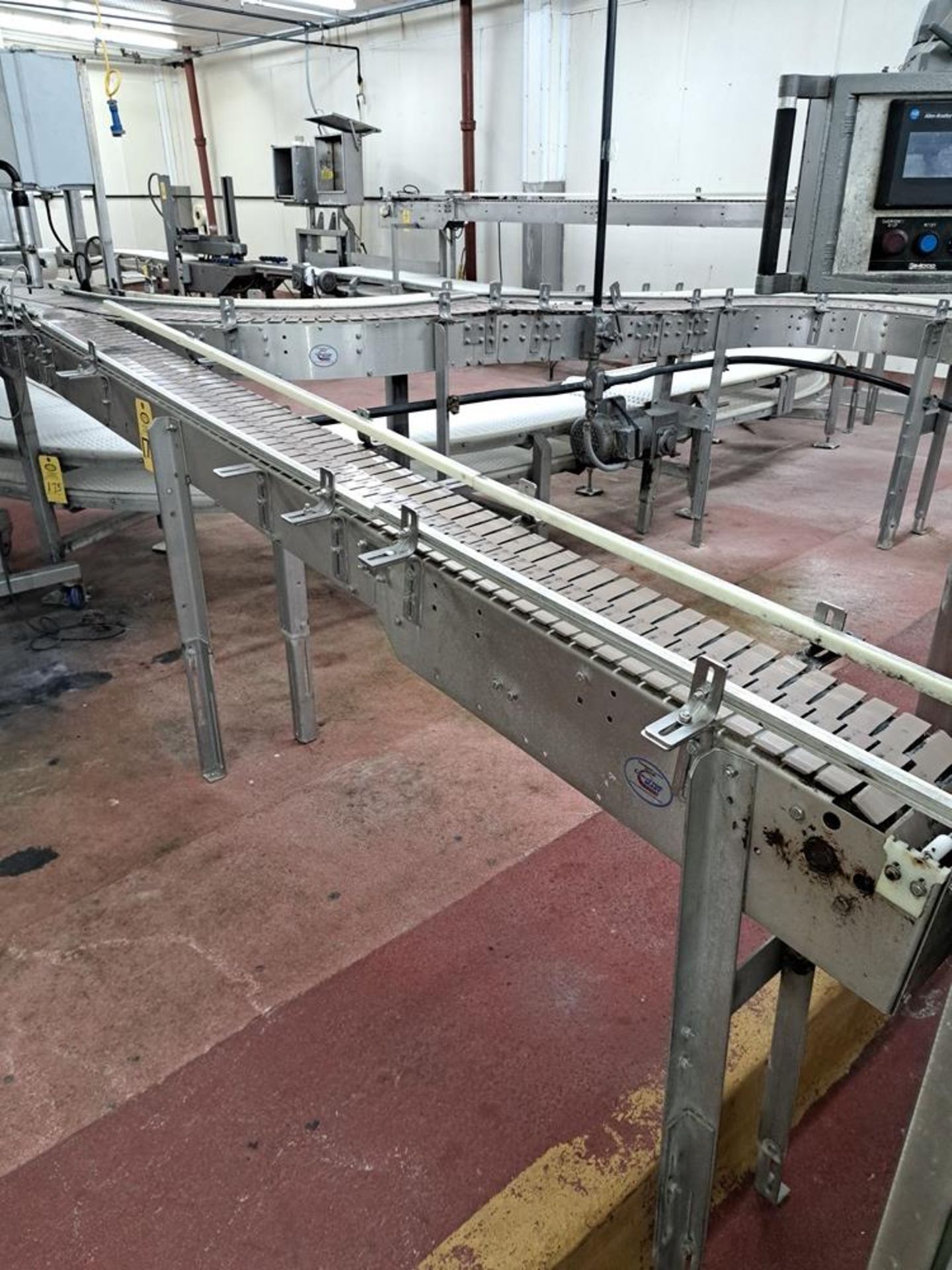 Lot Double Lane Conveyor, 10" wide X approx. 200' long plastic belts, Electric Drives: Required - Image 9 of 11