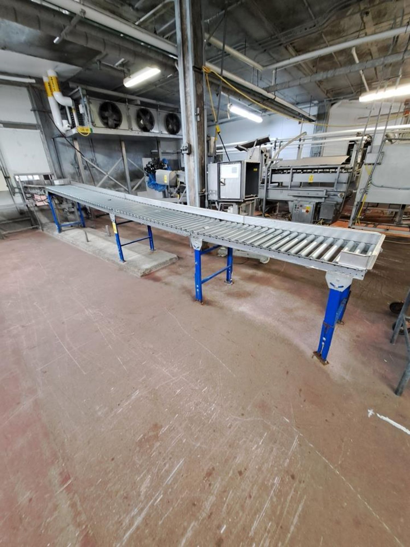 Roller Conveyor, 22" W X 20' L, with stainless steel rollers, adjustable height: Required Loading