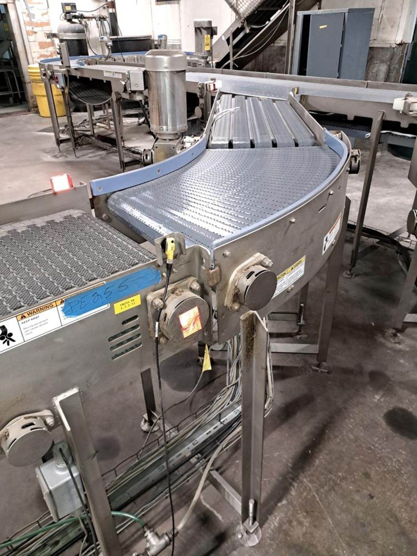 Lot (1) Stainless Steel Frame 45º Conveyor, 24" W X 4' L, plastic belt, stainless steel motor