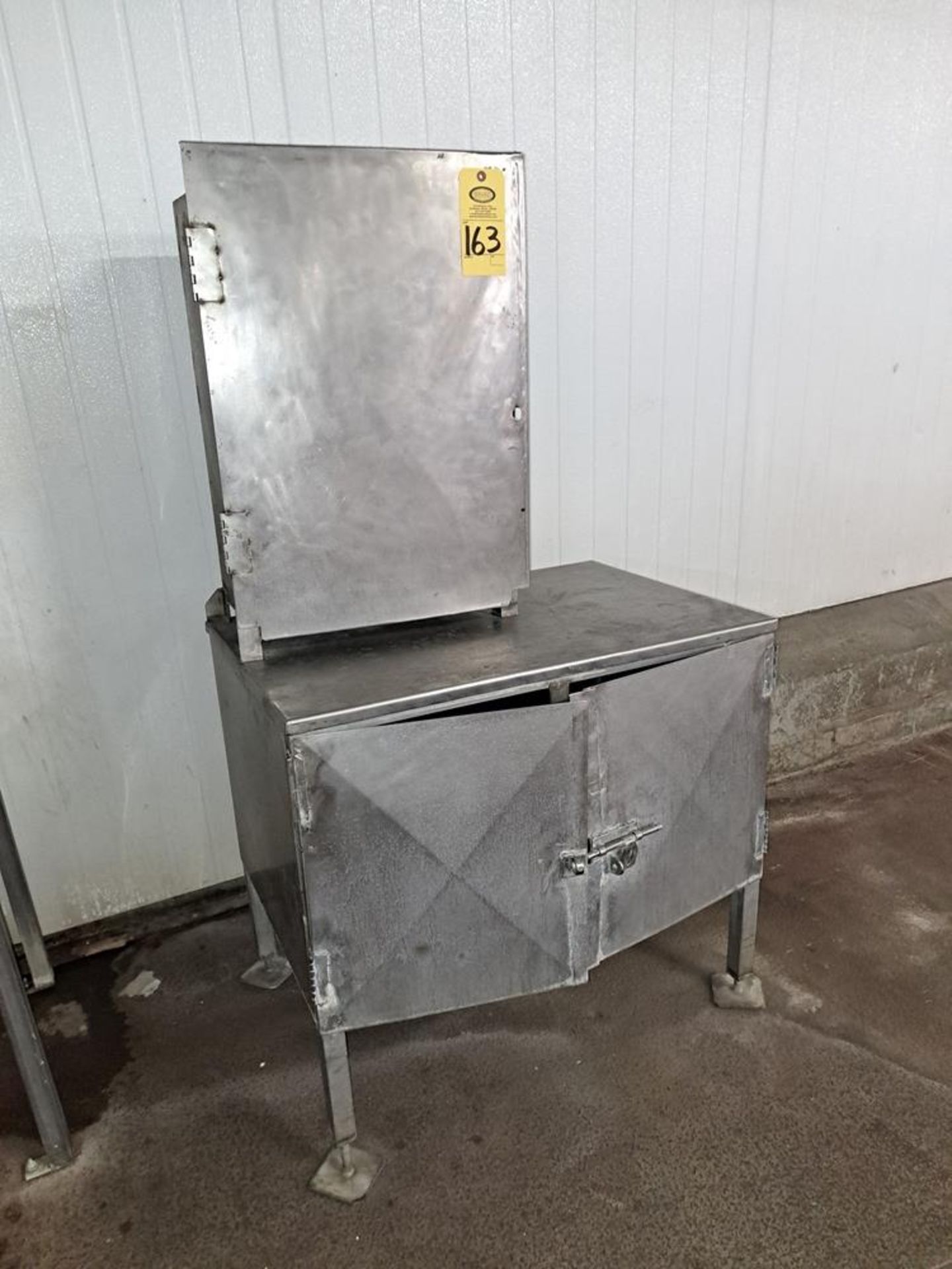 Lot (1) Stainless Steel Cabinet, 24" W X 36" L X 18" D With 20" W x 29" T x 10" D cabinet welded