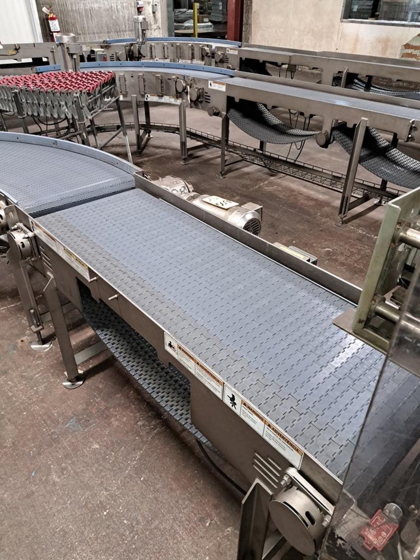 Stainless Steel Frame Conveyor, 20" W X 5' L, plastic belt, stainless steel motor, 230/460 volts: