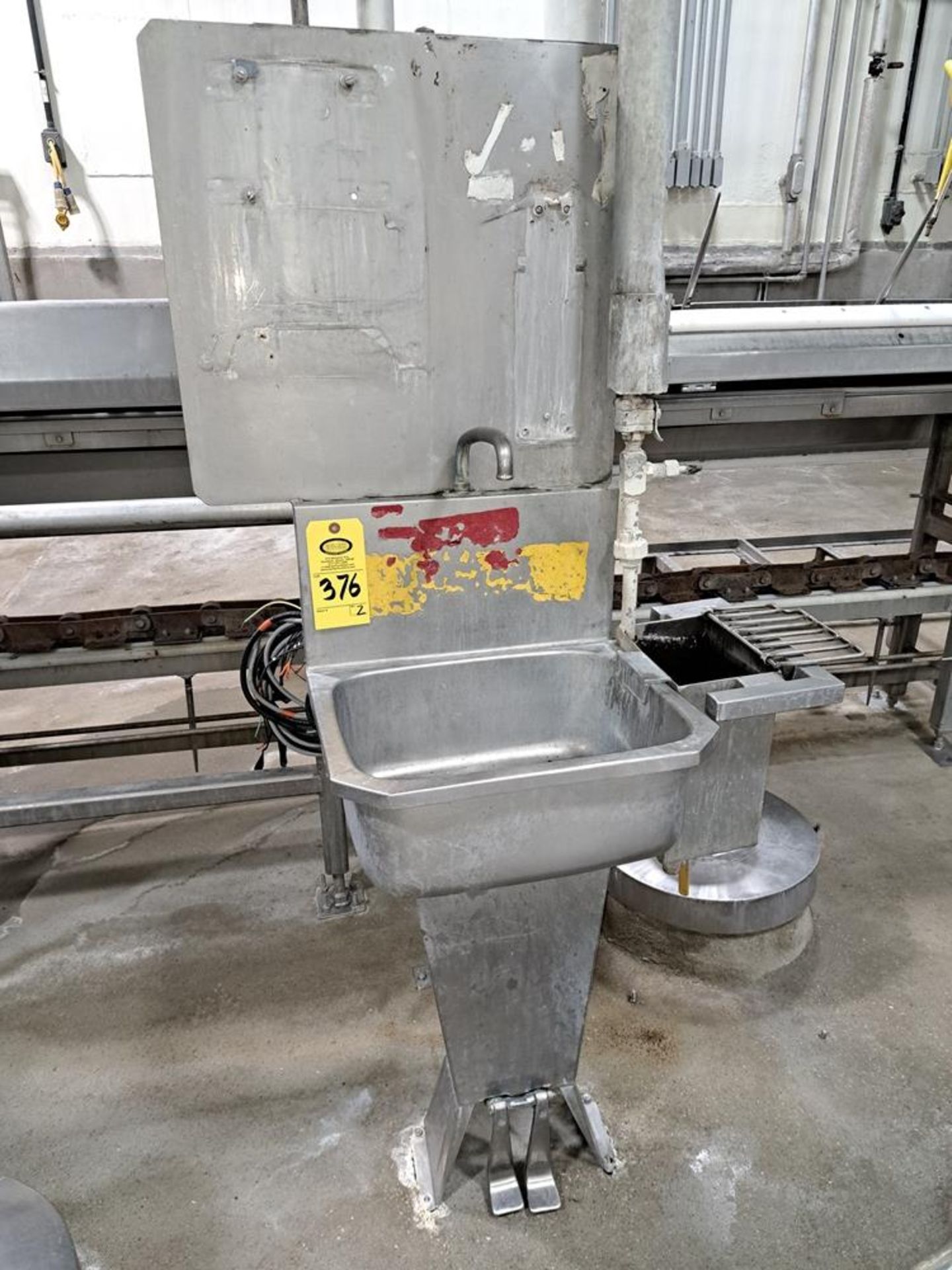 Lot (2) Stainless Steel Hand Wash Sinks, foot pedal activated: Required Loading Fee $150.00,