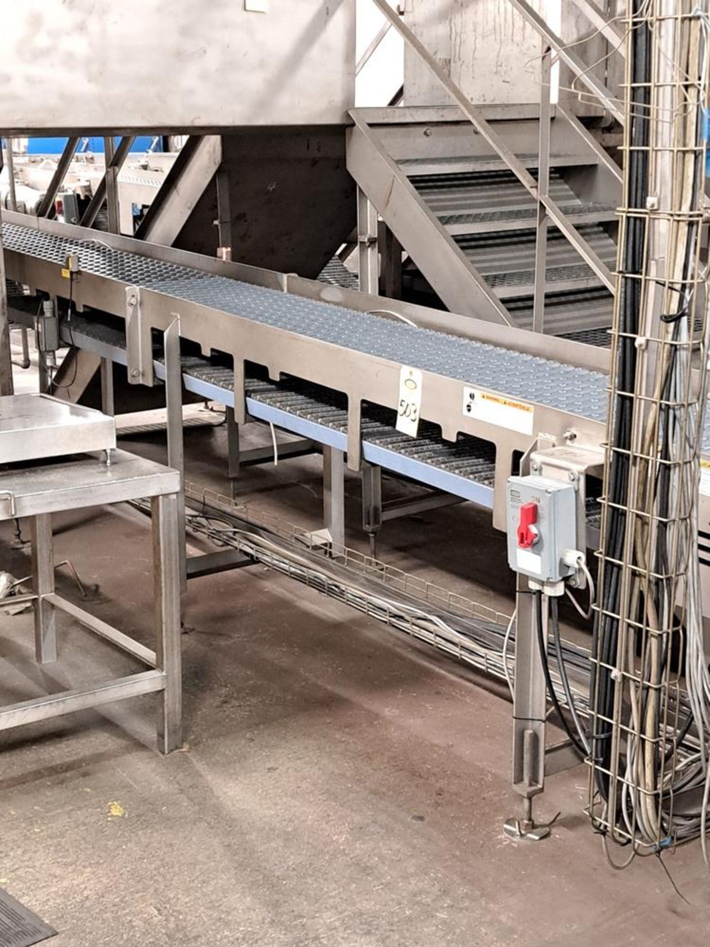 Stainless Steel Frame Conveyor, 20" W X 25' L, plastic belt, stainless steel motor, 230/460 volts: - Image 2 of 2