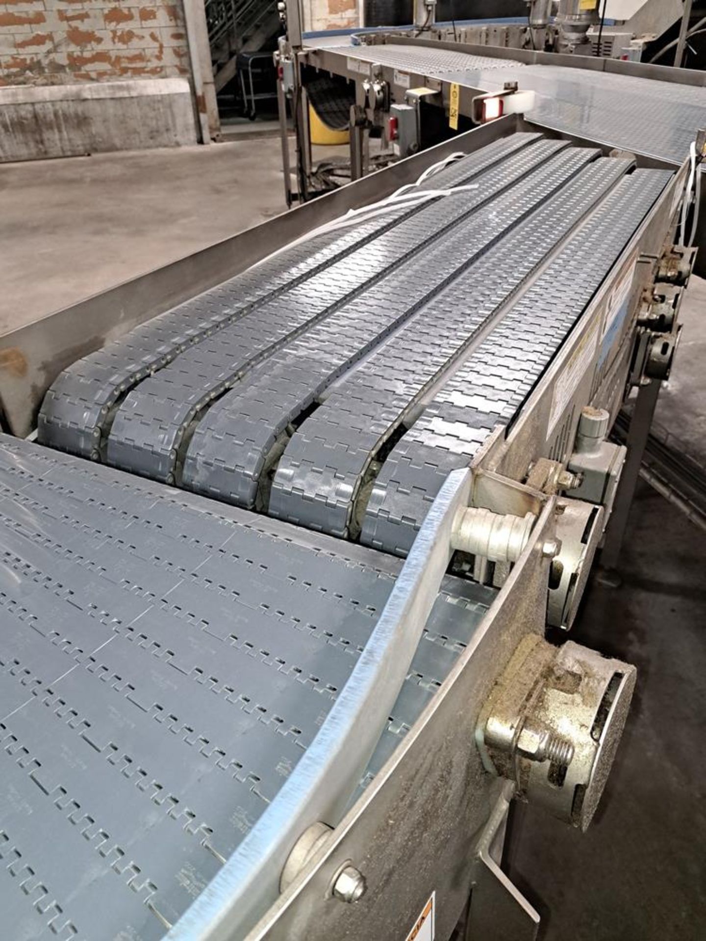 Lot (1) Stainless Steel Frame 45º Conveyor, 24" W X 4' L, plastic belt, stainless steel motor - Image 2 of 2