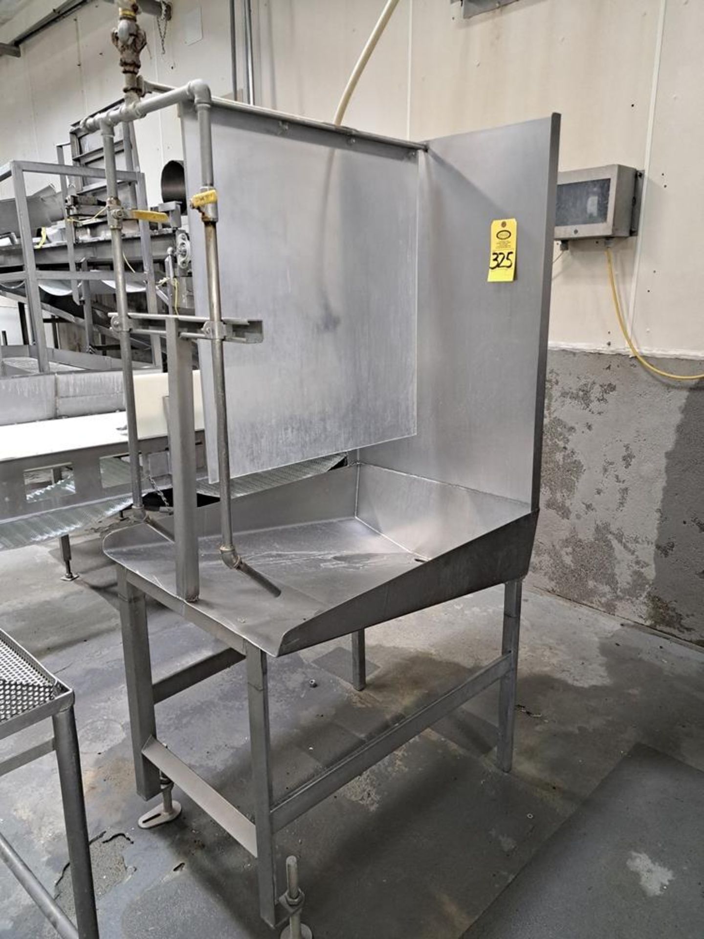 Stainless Steel Inspection Table, 2" W X 36" L X 8" D, center drain: Required Loading Fee $75.00,