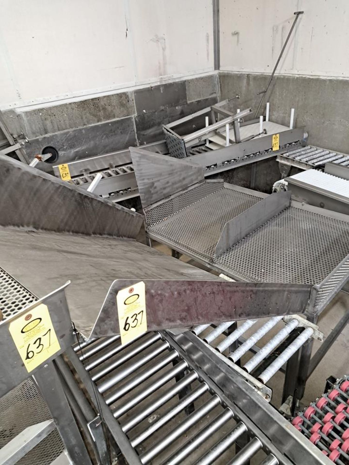 Lot Roller Conveyor, Stainless Steel Processing Bins with chutes, Stainless Steel Platform, - Image 6 of 7
