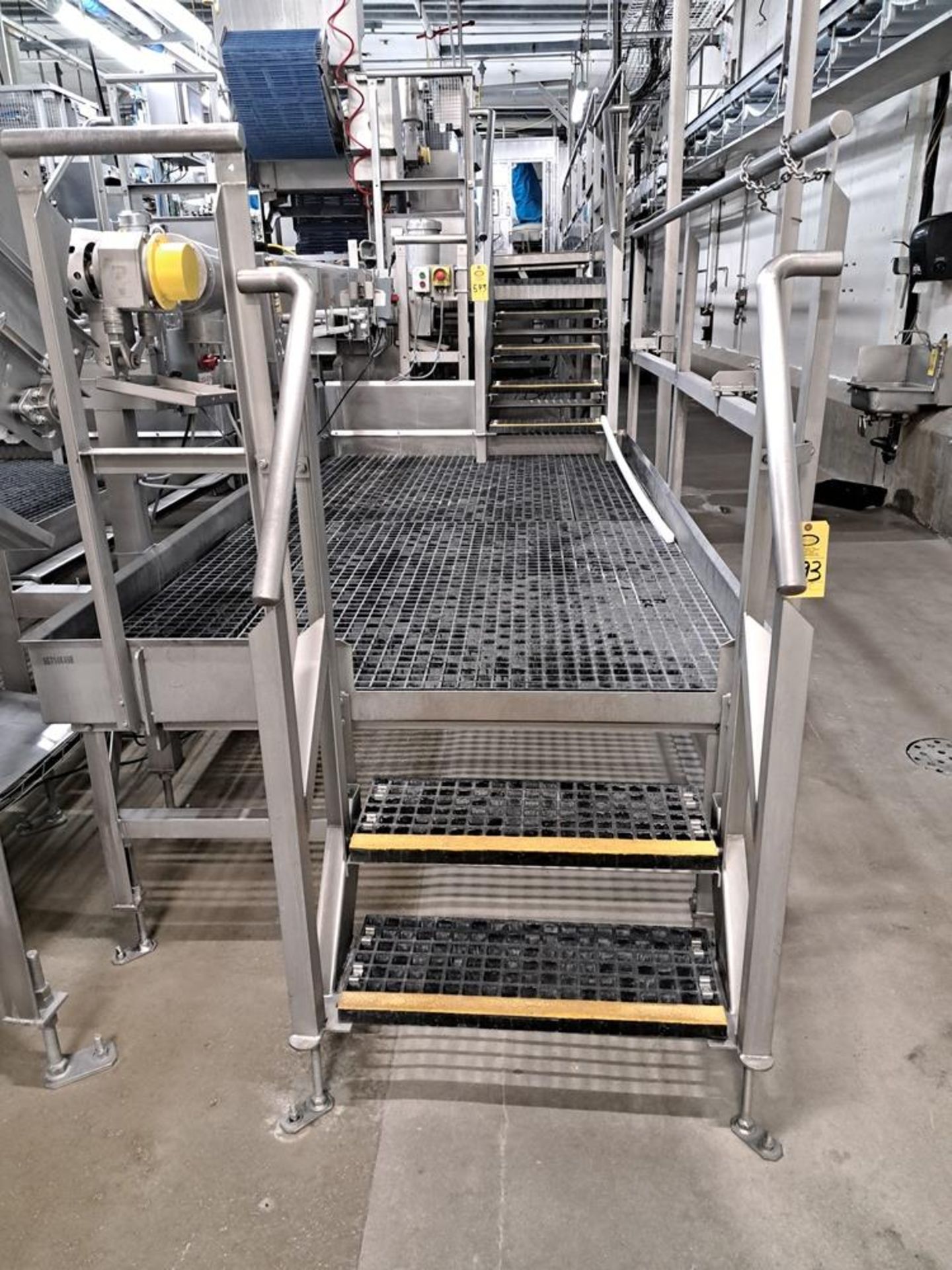 Stainless Steel Platform, 4' W X 10' L, chemgrate flooring, with stairs, 16" L with stairs: Required