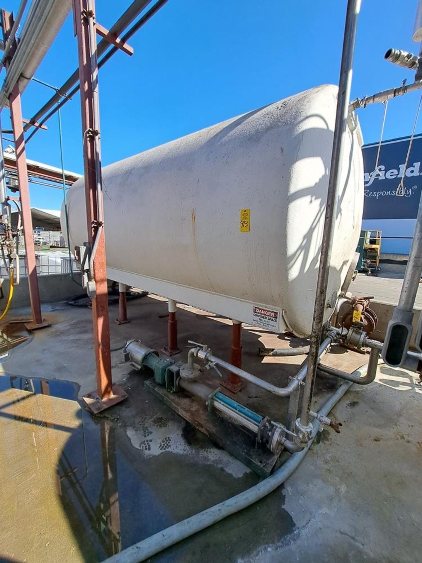 Horizontal Tank, 8" Dia. X 17' L with pump: Required Loading Fee $3000.00, Rigger-Norm Pavlish,