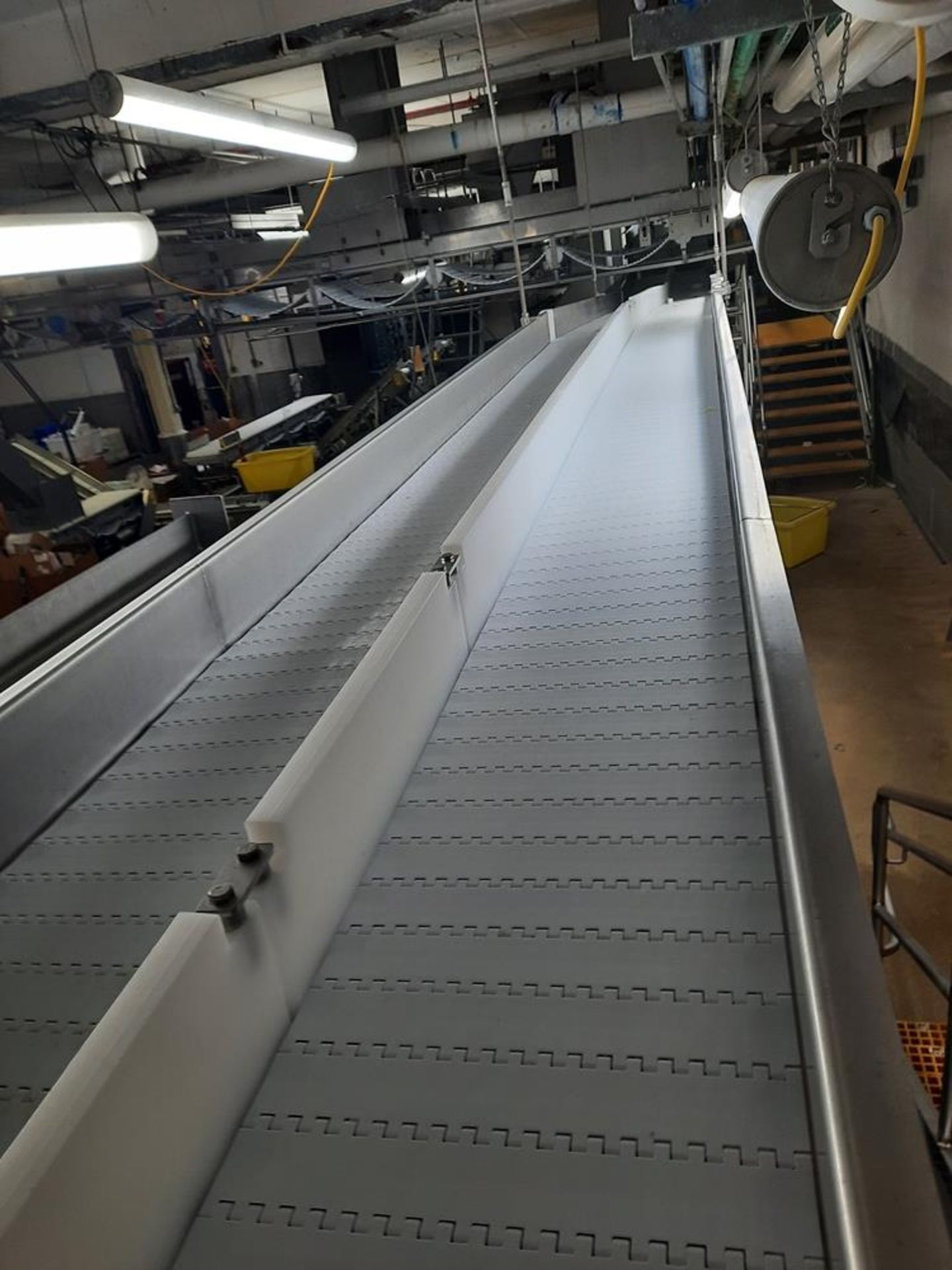 Stainless Steel Suspended Dual Lane Conveyor, 24"wide, (2) 12" W X 60' L, stainless steel motor, - Image 3 of 3