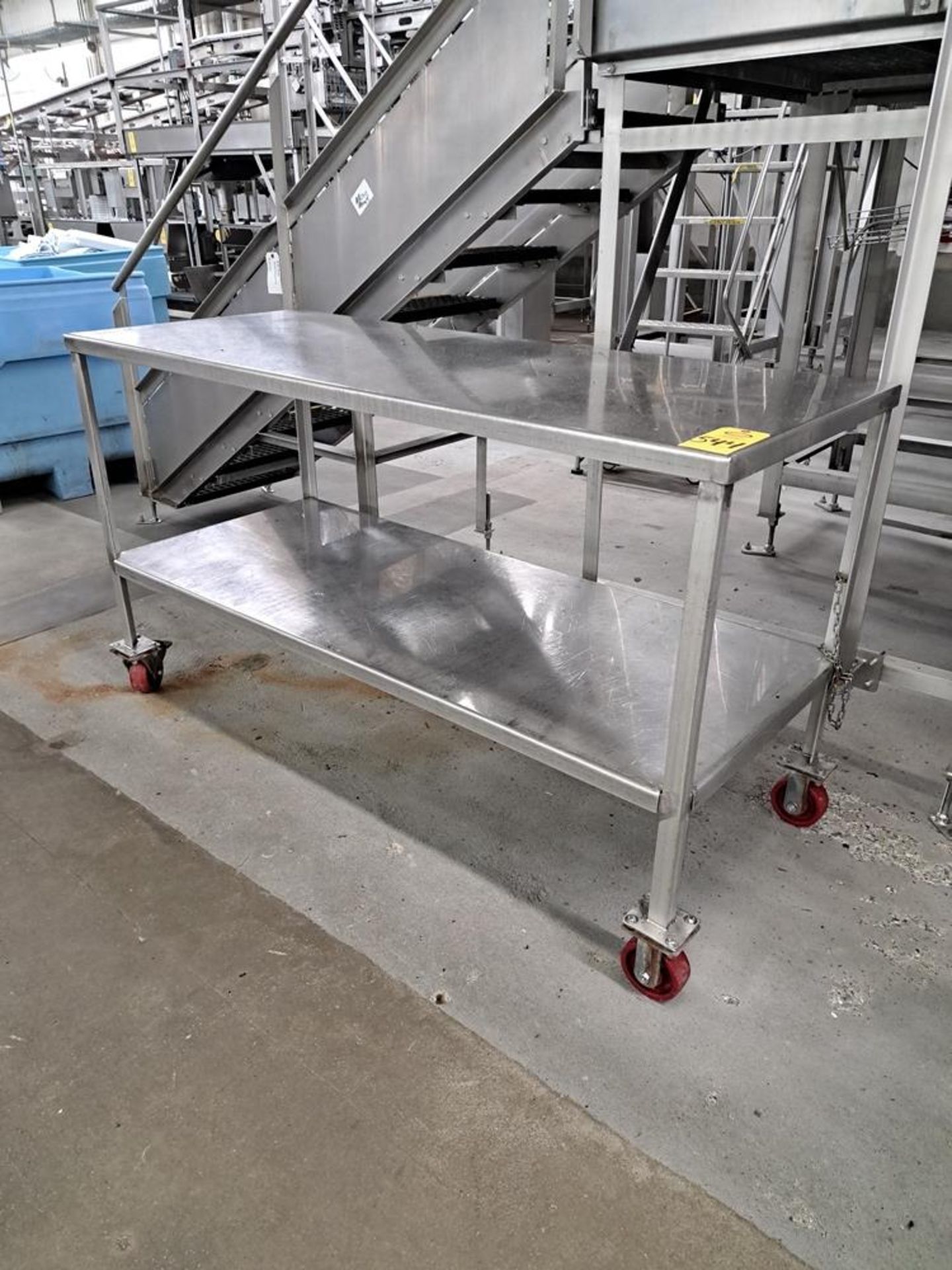 Portable Stainless Steel Table with bottom shelf, 30" W X 6' L X 44" T: Required Loading Fee $150.