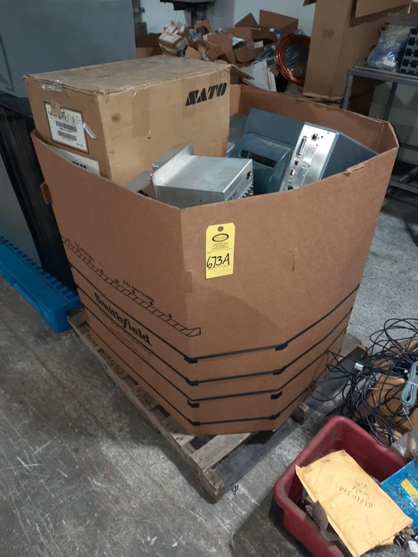 Lot Box Full of Sato, Datamax Printers and Parts: Required Loading Fee $50.00, Rigger-Norm