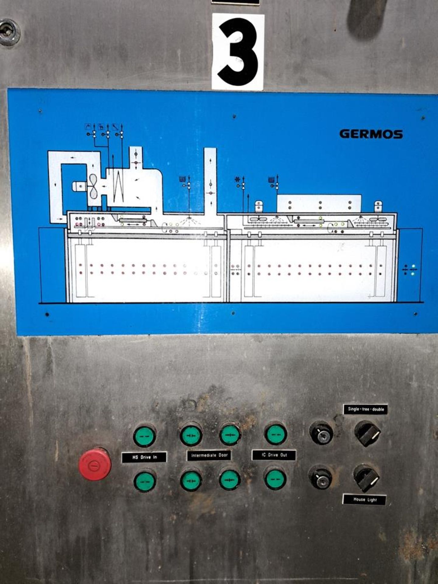 Germos Stainless Steel Smokehouse with rail, double door pass trough, middle barrier, cook/chiller - Image 11 of 13