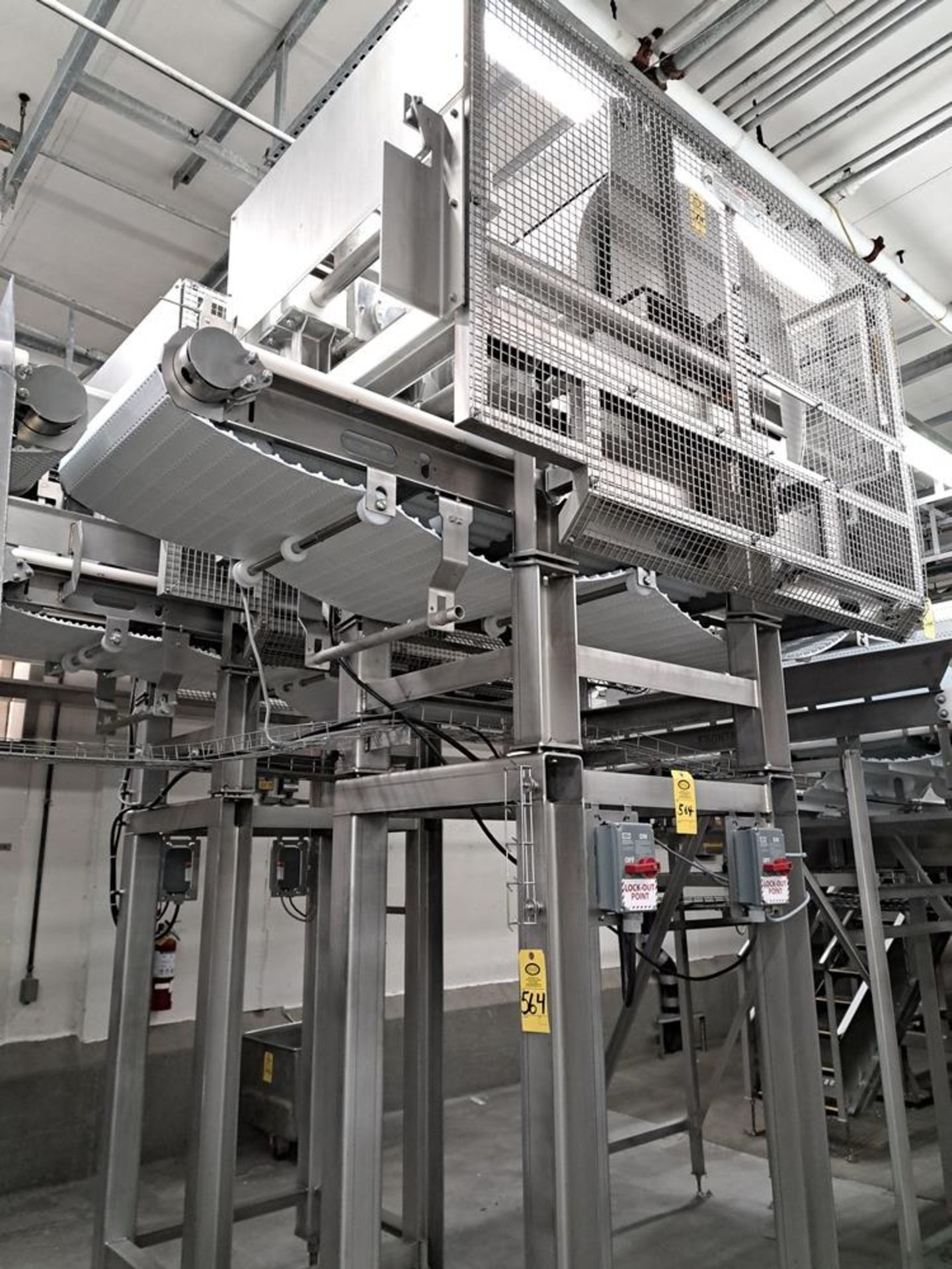 Frontmatec Stainless Steel Belly Roller with trough conveyor on stainless steel stand, belly