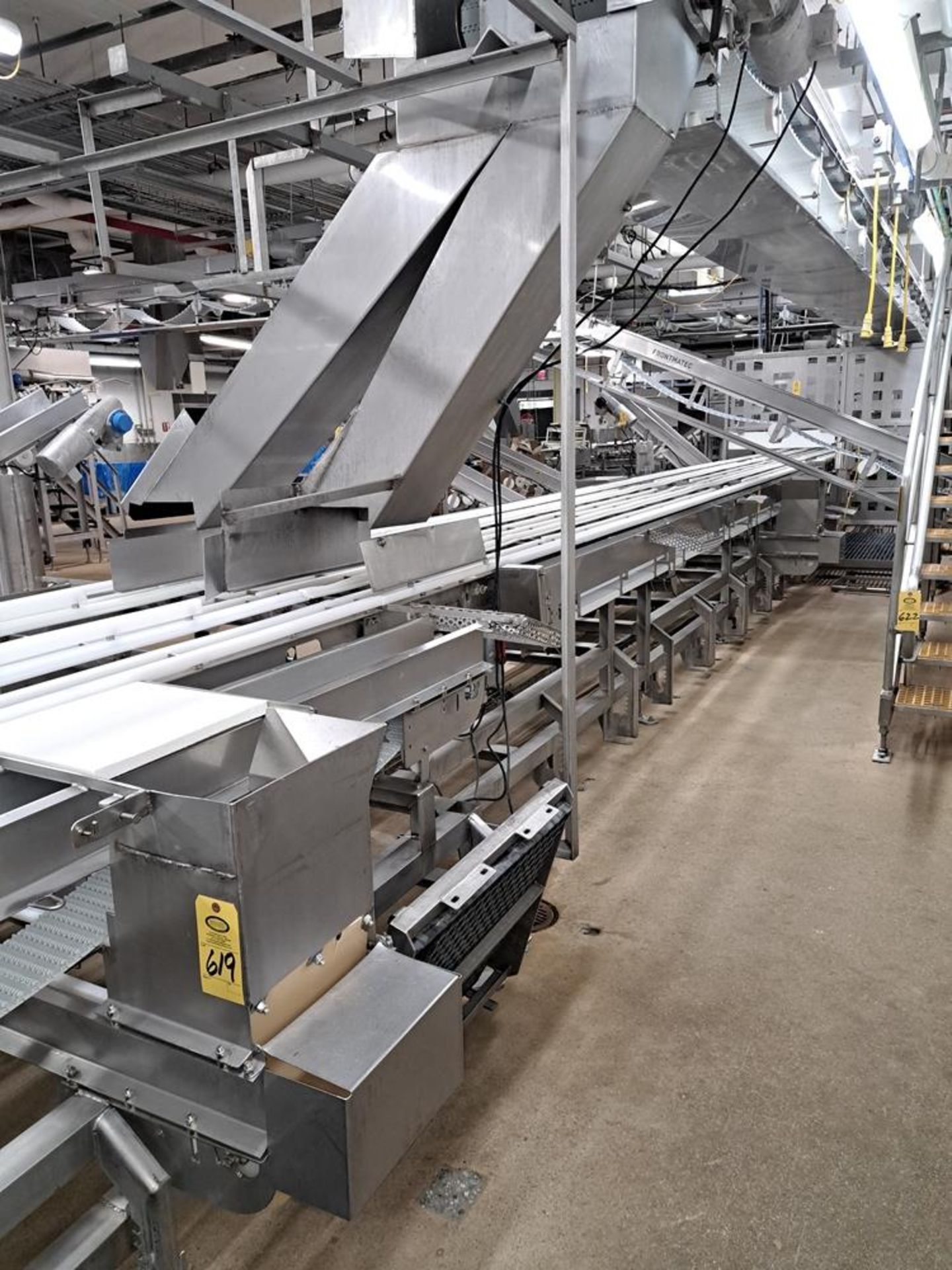 Lot Stainless Steel Trim Conveyor, 39" W X 48' L, front section removed, (10) work stations each - Image 25 of 27