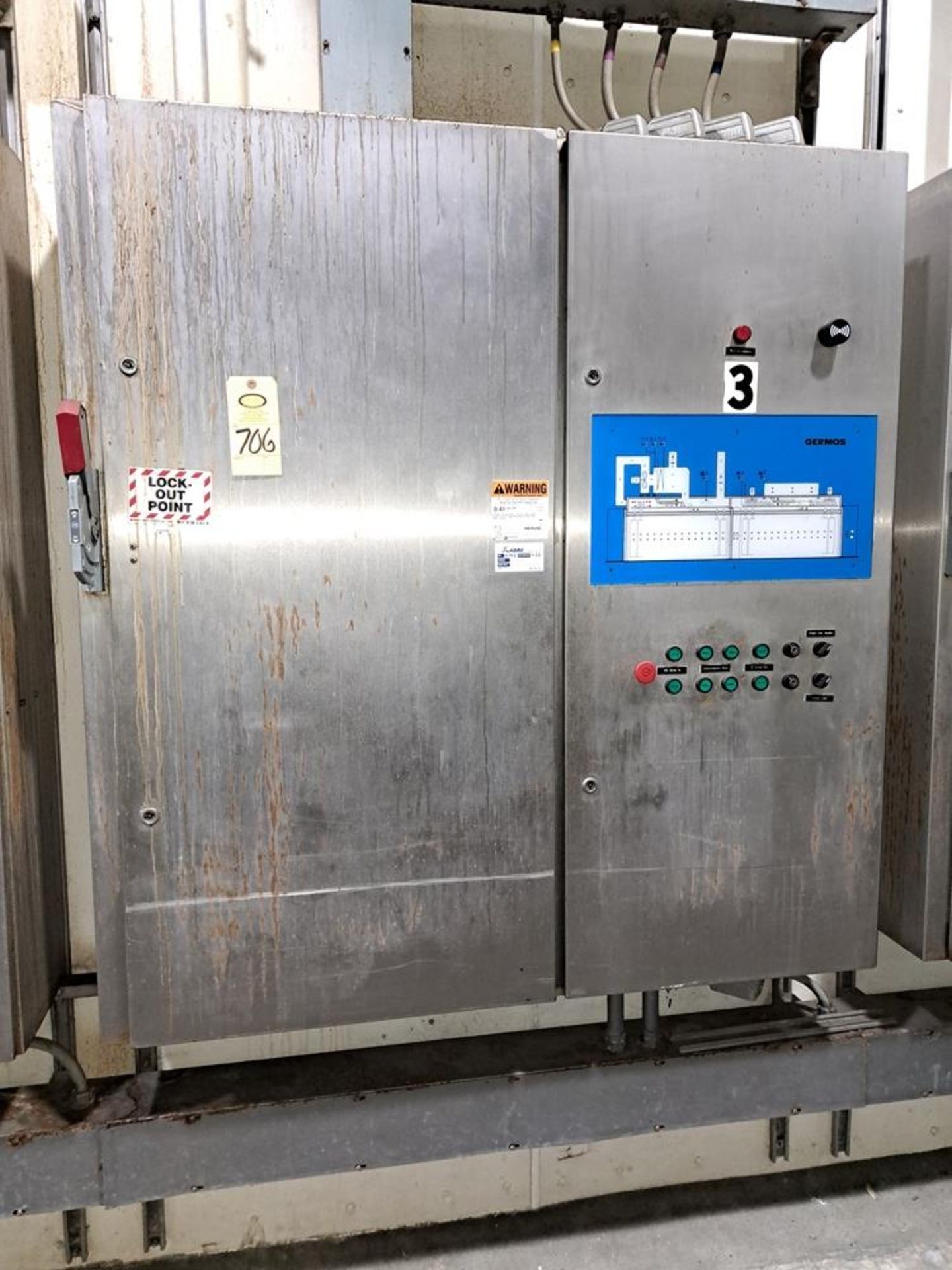 Germos Stainless Steel Smokehouse with rail, double door pass trough, middle barrier, cook/chiller - Image 10 of 13