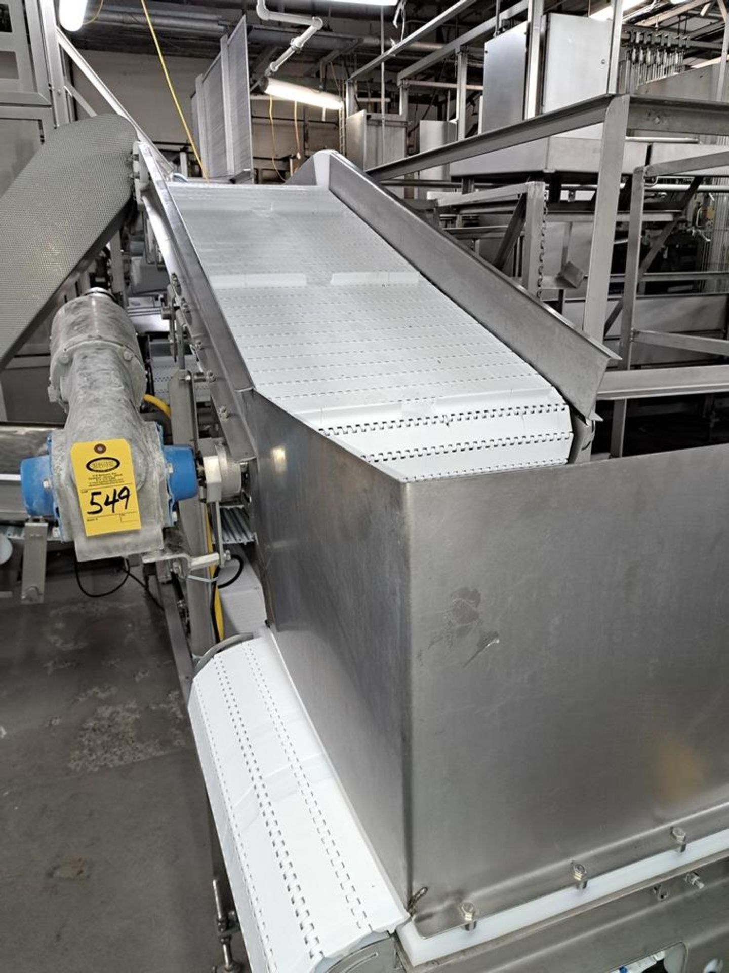 Stainless Steel Double Incline Conveyor, 24" W X 17' L, bottom conveyor, 24" W X 23' L top conveyor,