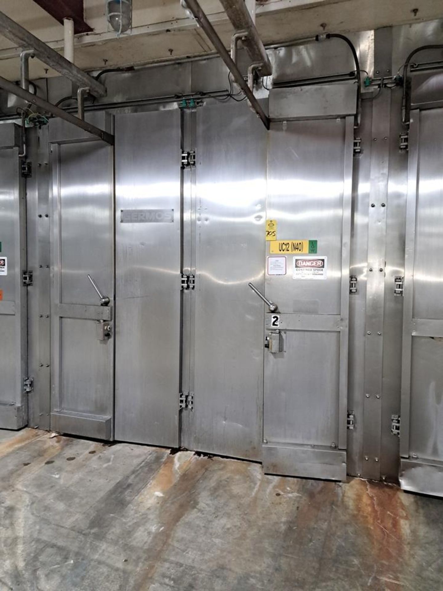 Germos Stainless Steel Smokehouse with rail, double door pass trough, middle barrier, cook/chiller - Image 12 of 12